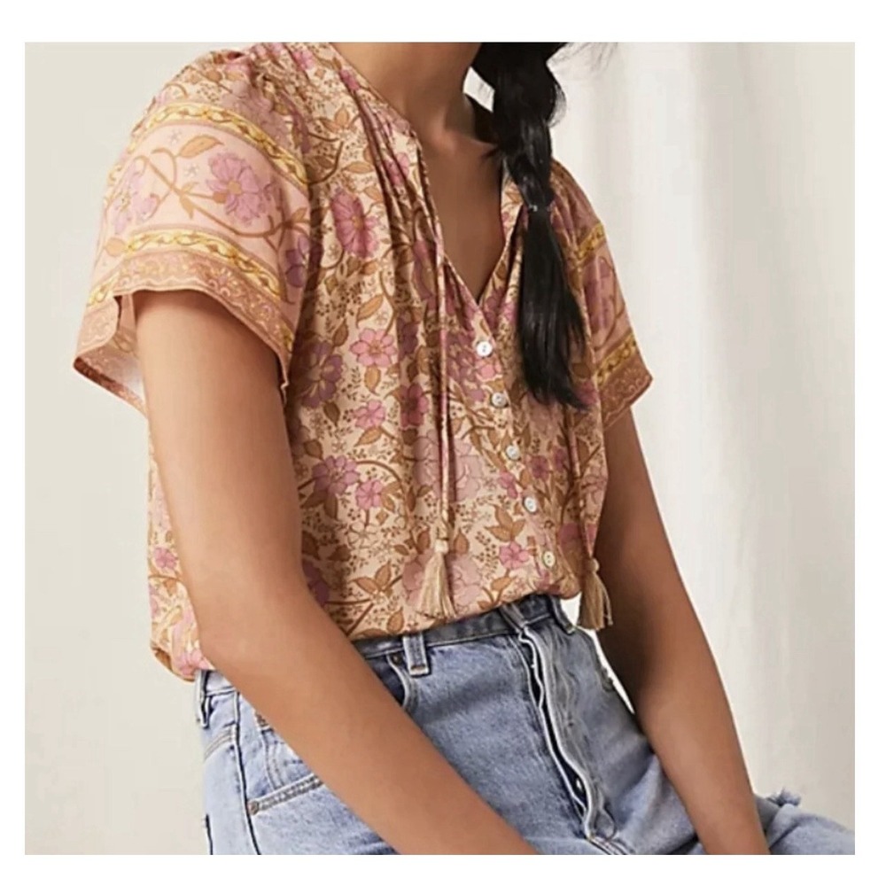 Spell The Gypsy Love Story Floral Print Peasant Button Blouse S Boho Colorful